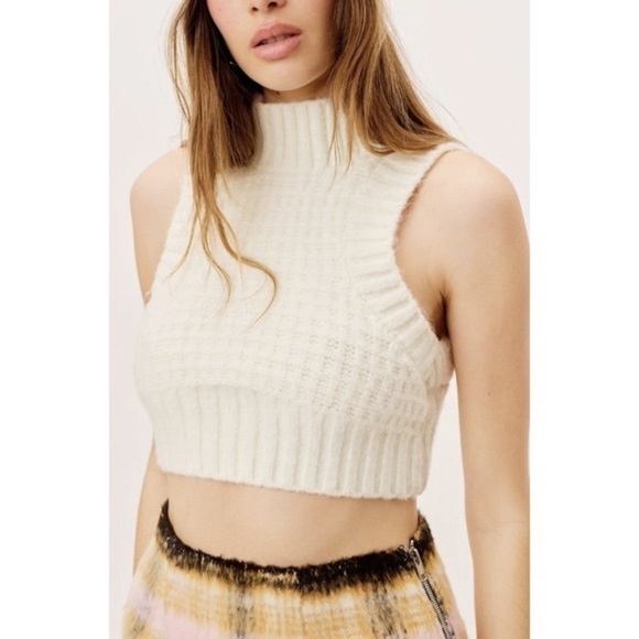 NWT For Love & Lemons Dominque Crop Tank Sweater in Ivory sz XL - Picture 1 of 10